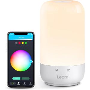 Lepro Smart Table Lamp, Dimmable LED Touch Lamp Compatible with Alexa and Google Assistant, Tunable Warm White Bedside Night Light, RGB Color Changing Ambient lamp for Bedroom, Silver, 2.4 GHz Wifi