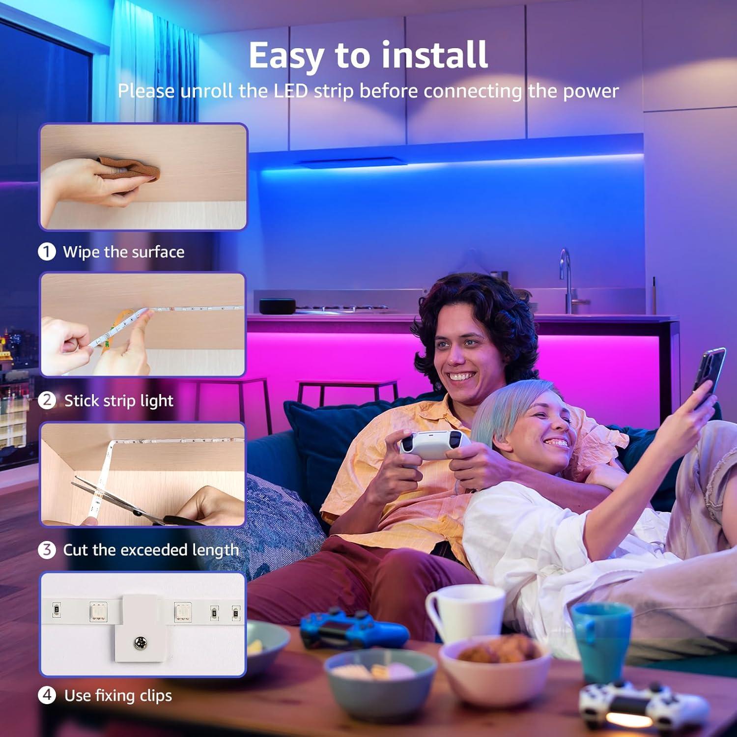 image:imageLepro Indoor LED Strip Lights 164ft RGB Color Changing 5050 SMD LED Light Strip with Remote amp 24V Power Adapter for Home Decor Bedroom TV Backlight164 ft