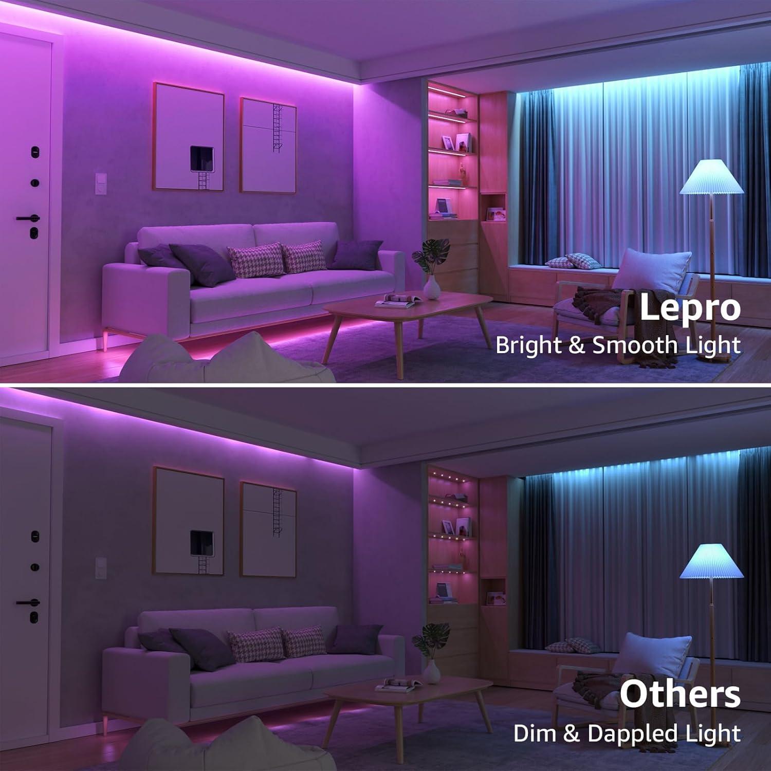 image:imageLepro Indoor LED Strip Lights 164ft RGB Color Changing 5050 SMD LED Light Strip with Remote amp 24V Power Adapter for Home Decor Bedroom TV Backlight164 ft