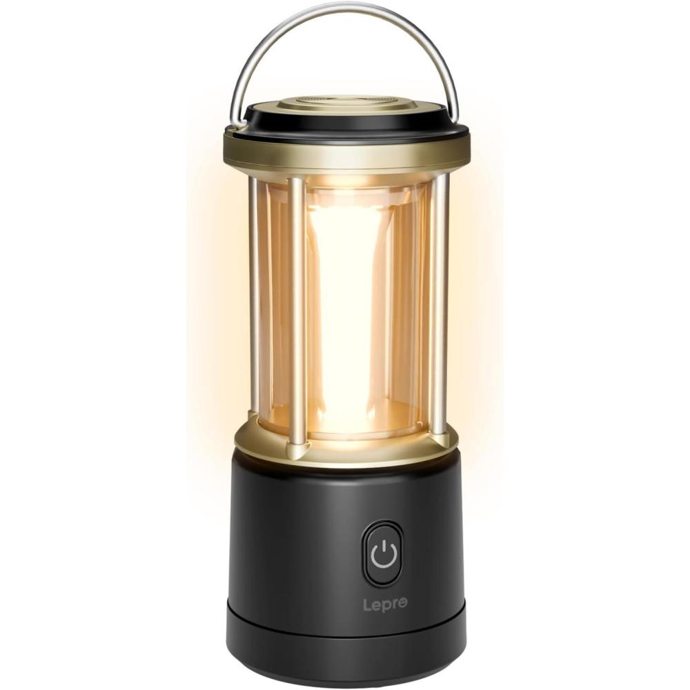 image:imageLepro 1100LM Battery Powered LED Camping Lantern Waterproof Tent Light with 5 Light Modes Camping Essentials Portable Lantern Flashlight for Camping Emergency Light Power Outage Not RechargeableBlack