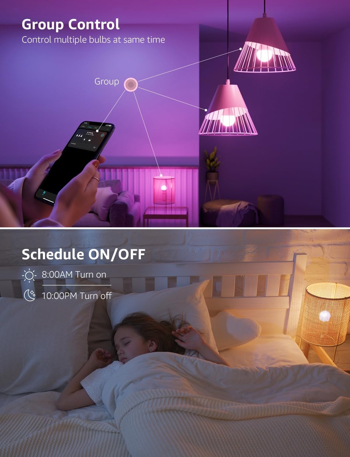 image:imageLepro B1 AI Smart Light Bulbs WiFi amp Bluetooth RGBWW Color Changing LED Bulb Works with Alexa amp Google Assistant Personalized Al Lighting Designer AI Voice Control Music Sync 24GHz Only 8 PackRgbww