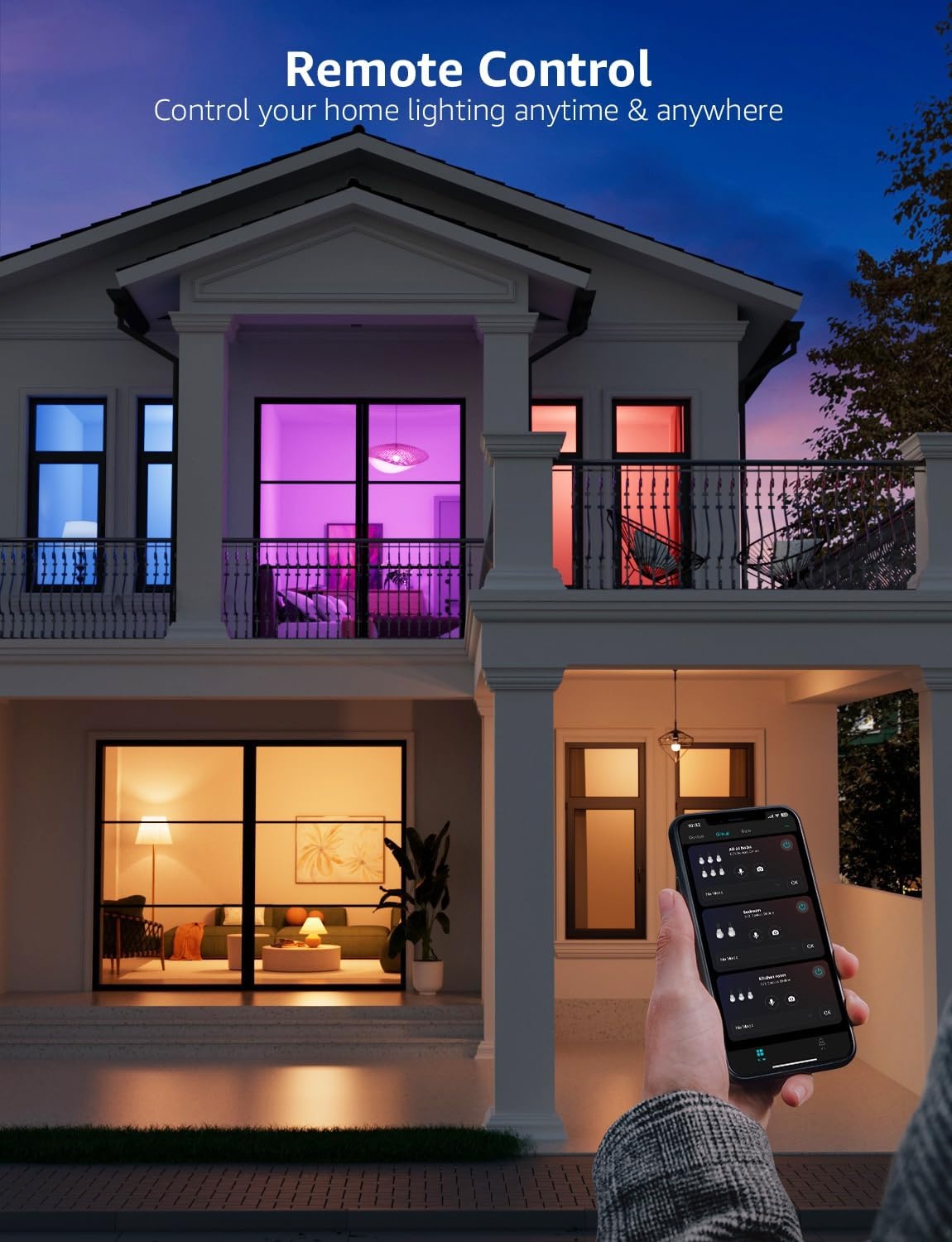 image:imageLepro B1 AI Smart Light Bulbs WiFi amp Bluetooth RGBWW Color Changing LED Bulb Works with Alexa amp Google Assistant Personalized Al Lighting Designer AI Voice Control Music Sync 24GHz Only 8 PackRgbww