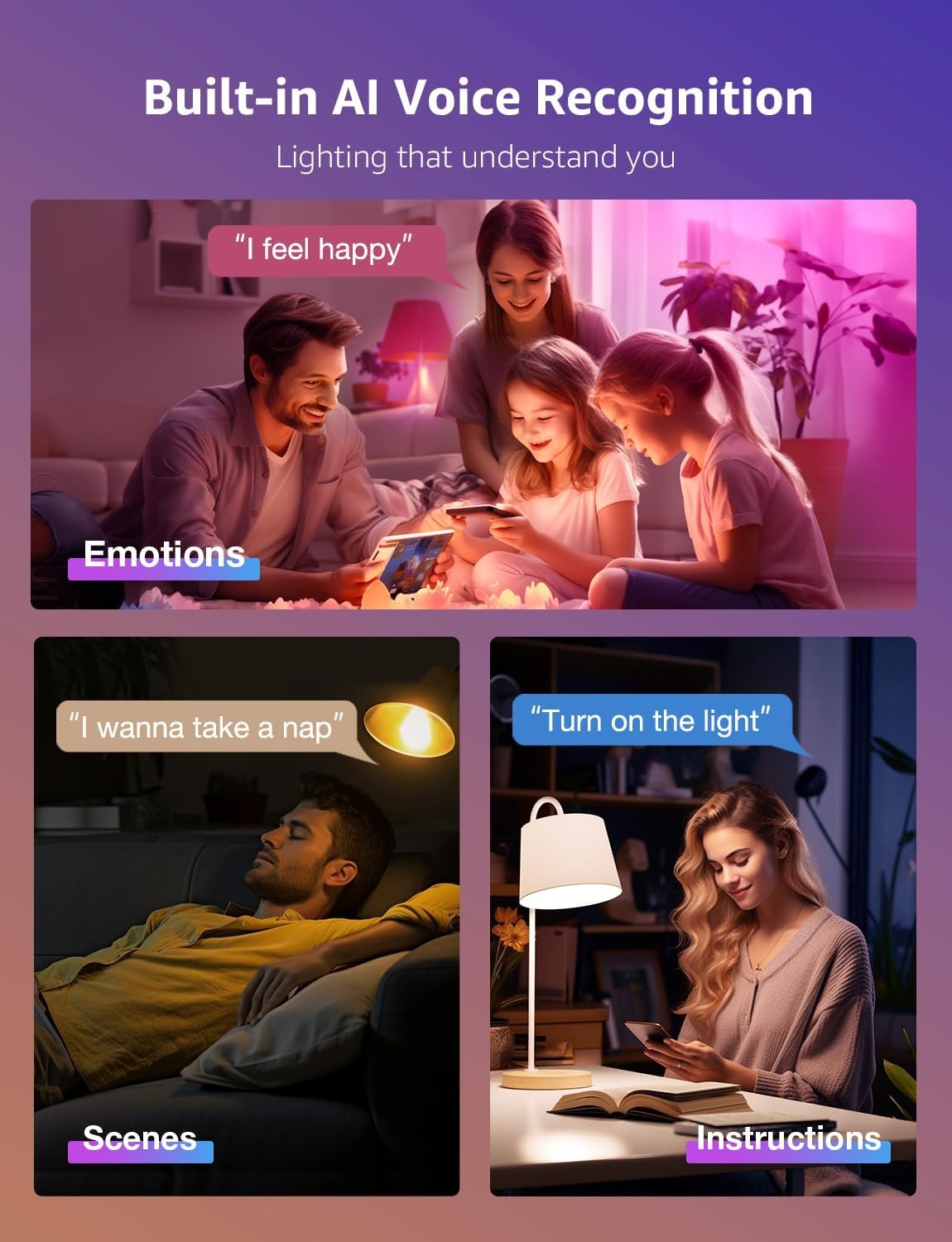 image:imageLepro BR2 AI LED Smart Bulbs AI Generated Lighting LightGPM 4 with LLM LightBeats Music Sync Voice Control Via App RGBWW Colors Compatible with Alexa amp Google Assistant BR30 E26 8W 4 Packs