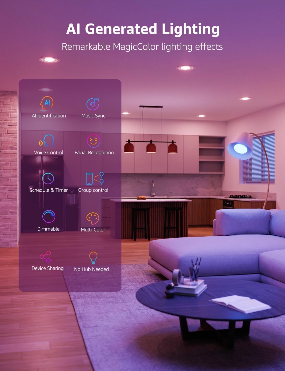 image:imageLepro BR2 AI LED Smart Bulbs AI Generated Lighting LightGPM 4 with LLM LightBeats Music Sync Voice Control Via App RGBWW Colors Compatible with Alexa amp Google Assistant BR30 E26 8W 4 Packs