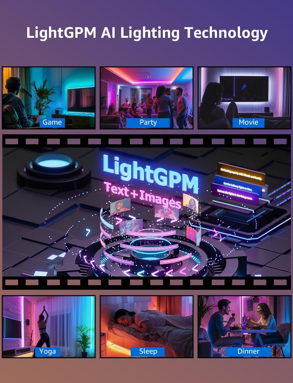 image:imageLepro Bundle 2 Items 164ft MagicColor Light Strips amp 984ft N1 AI Smart RGB Rope Lights with IC Insert AI Generated Lighting LightBeats Music Sync AI Facial Recognition Voice Control Via App