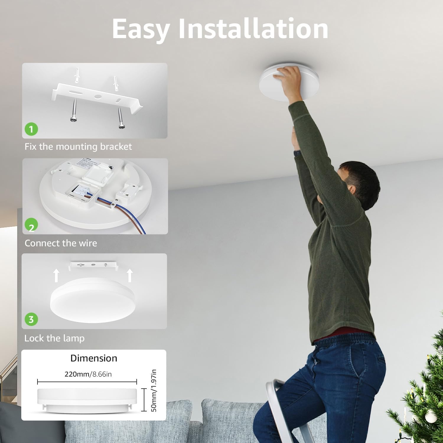 image:imageLepro Bundle R2 AI Smart LED Canless Light 6 Inch with Mood Recognition Music Sync Group Control 12W1050 Lumen 87 inch Flush Mount LED Ceiling Light for Bathroom Waterproof