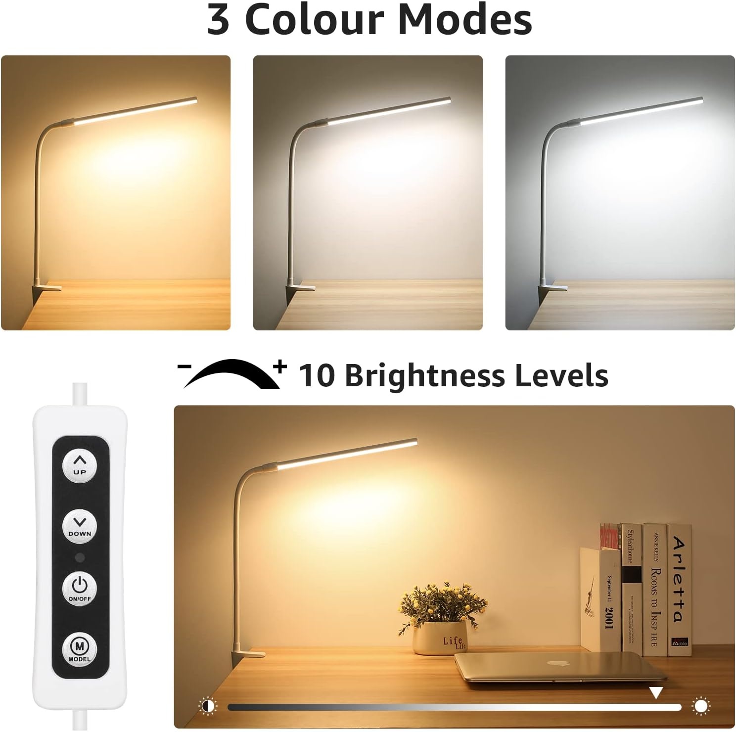 image:imageLepro Bundle R2 AI Smart LED Recessed Lighting 6 Inch with Mood Recognition Music Sync Group Control 12W 1050 Lumen Desk Lamp with Clamp LED Reading Lamp with 3 Color Modes 10 Brightness