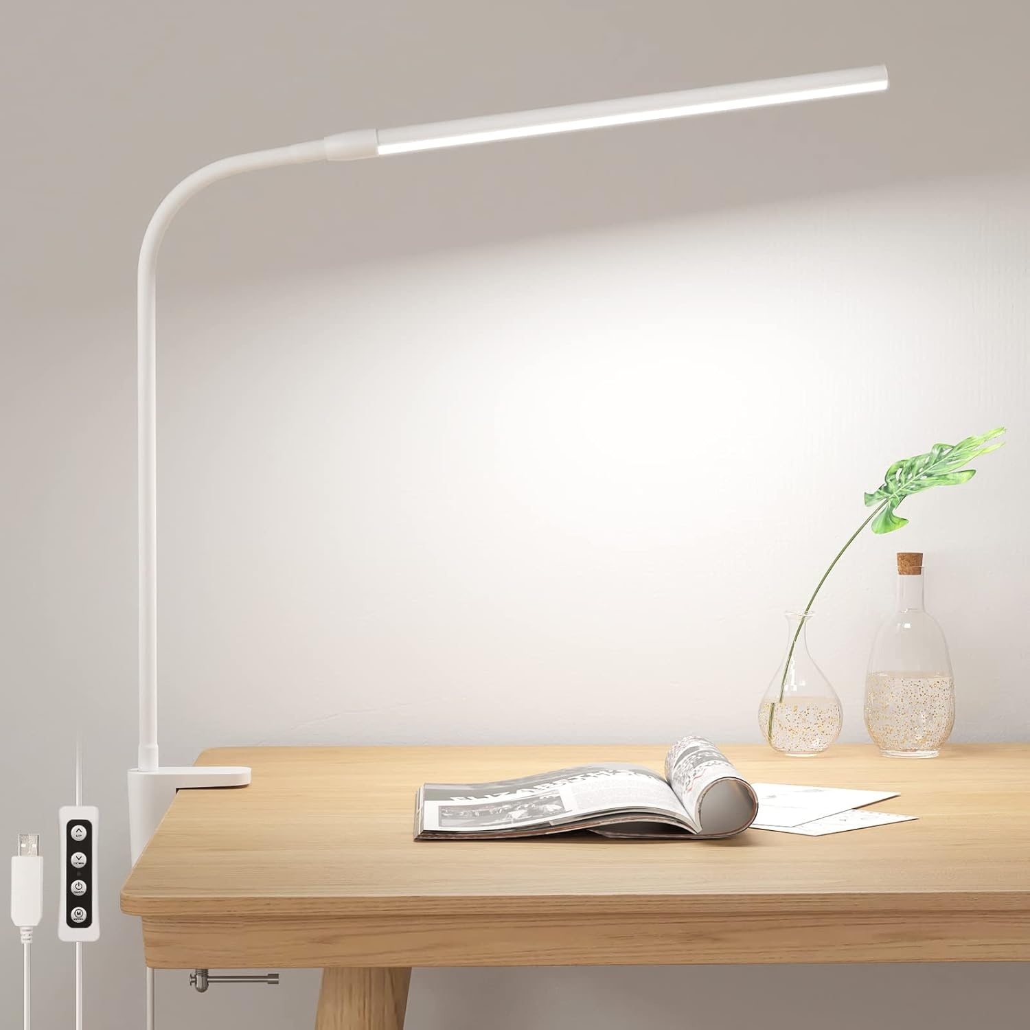 image:imageLepro Bundle R2 AI Smart LED Recessed Lighting 6 Inch with Mood Recognition Music Sync Group Control 12W 1050 Lumen Desk Lamp with Clamp LED Reading Lamp with 3 Color Modes 10 Brightness