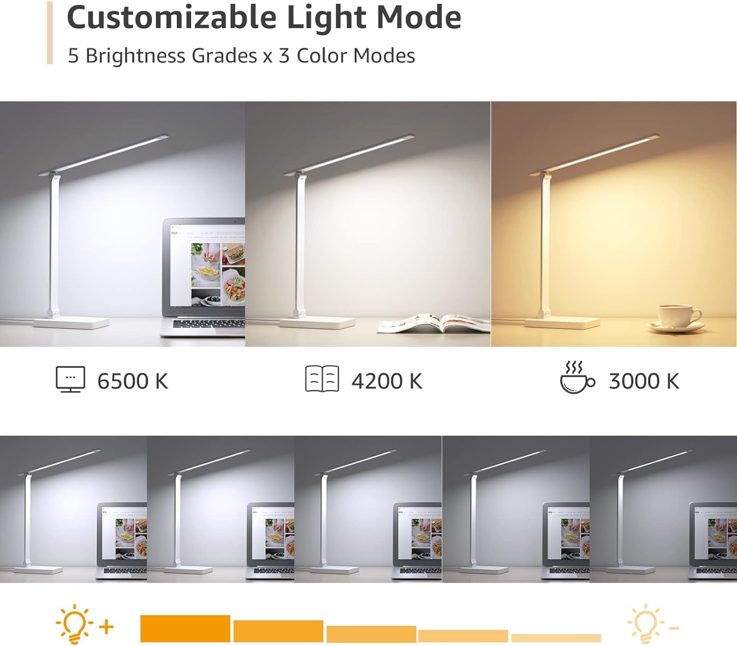 image:imageLepro Bundle R2 AI Smart LED Recessed Lighting 6 Inch with Mood Recognition Music Sync Group Control 12W 1050 Lumen LED Desk Lamp with USB Charging Port Dimmable Home Office Touch Control