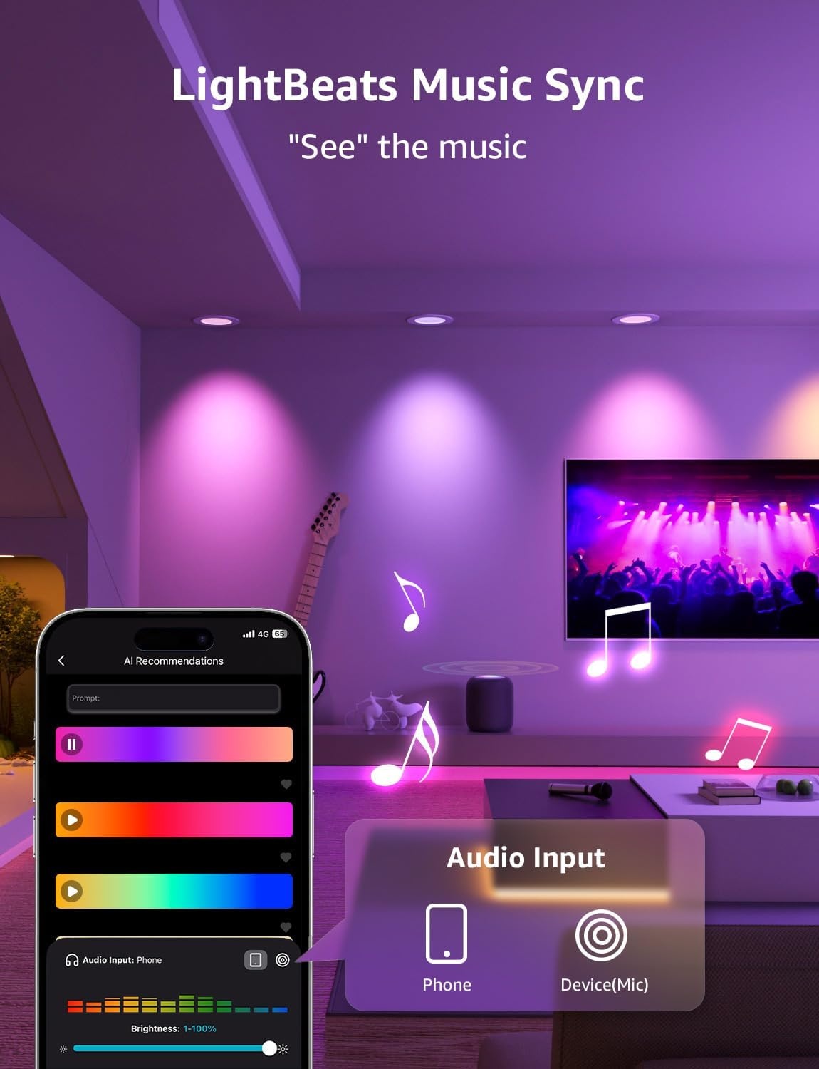 image:imageLepro BundleR2 AI Generated LightingSmart LED Canless Light 6 Inch with Mood RecognitionS1 AI Smart LED Strip Lights 164ft MagicColor Light Strips with IC Insert