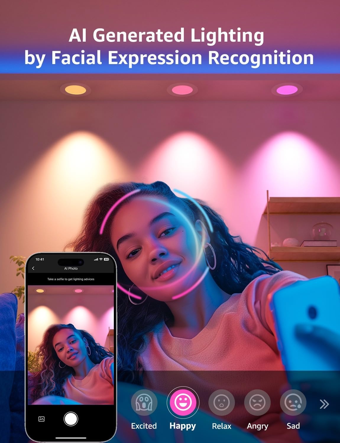 image:imageLepro BundleR2 AI Generated LightingSmart LED Canless Light 6 Inch with Mood RecognitionS1 AI Smart LED Strip Lights 164ft MagicColor Light Strips with IC Insert