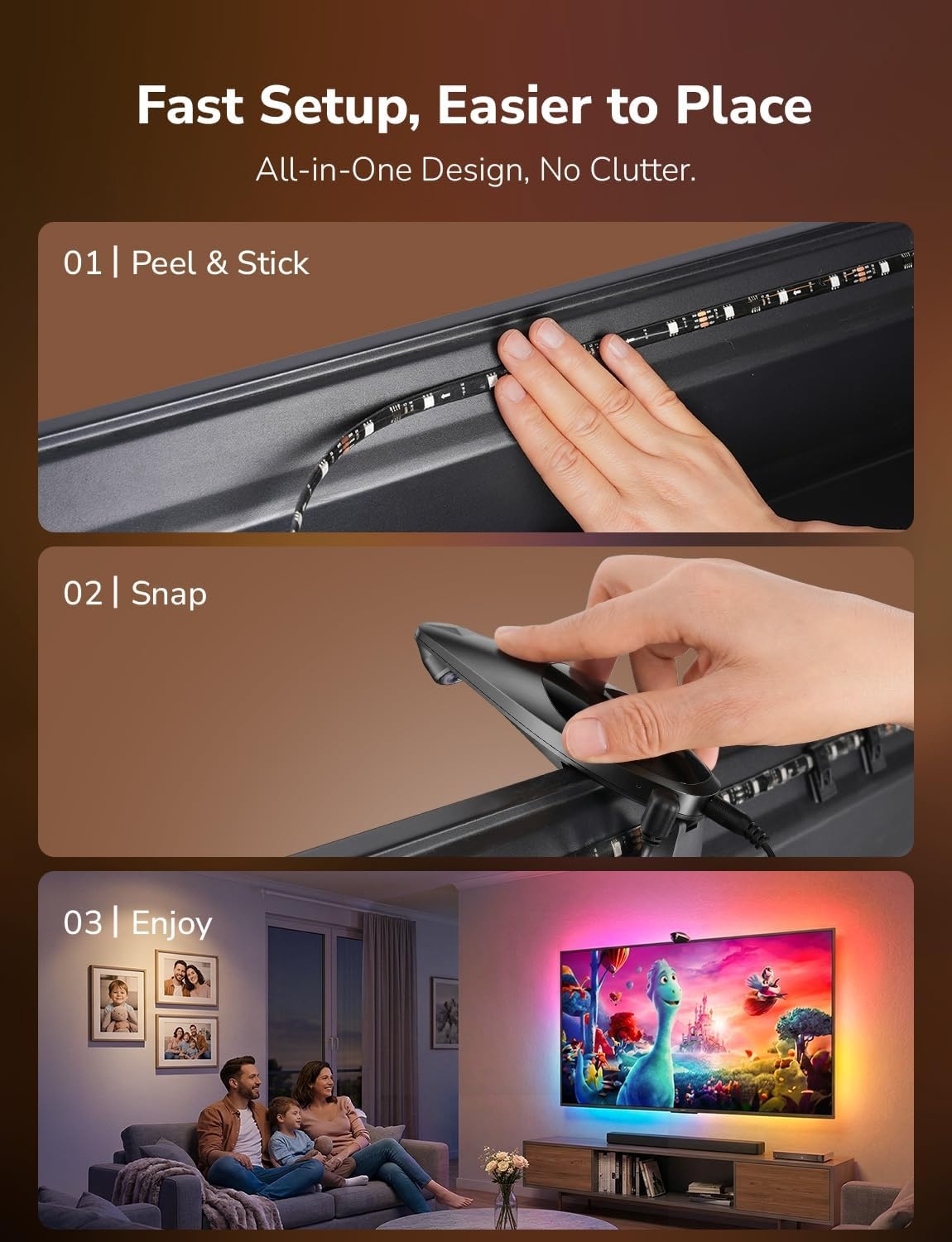 image:imageLepro STV1 TV Backlight with UltraWide Camera 118FT TruetoScreen Color Sync LED Lights for 5565 Inch TVs Smart App and Voice Control LightIMS Instant Sync amp AI Lighting for Family Movie Nights118FT for 5565 TV