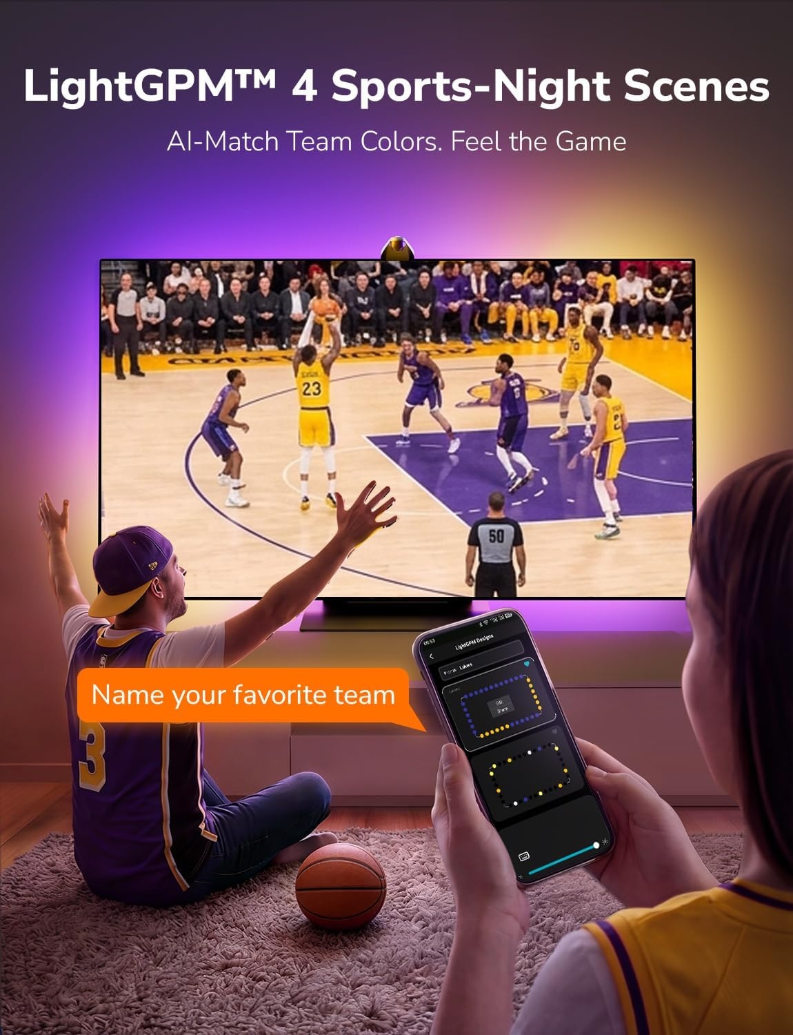 image:imageLepro STV1 TV Backlight with UltraWide Camera 118FT TruetoScreen Color Sync LED Lights for 5565 Inch TVs Smart App and Voice Control LightIMS Instant Sync amp AI Lighting for Family Movie Nights164FT for 7585 TV
