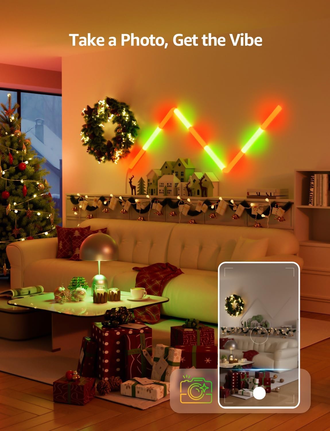 image:imageLepro WL1 AI Smart RGB Wall Lights for Christmas Decorations LLM AI Generated Lighting with LightBeats Music Sync Voice Control Via App WiFi amp Bluetooth LED Light Bars 6 Pcs with 2 Corners84