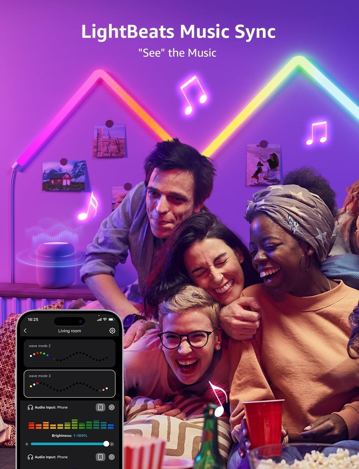 image:imageLepro WL1 AI Smart RGB Wall Lights for Christmas Decorations LLM AI Generated Lighting with LightBeats Music Sync Voice Control Via App WiFi amp Bluetooth LED Light Bars 6 Pcs with 2 Corners62