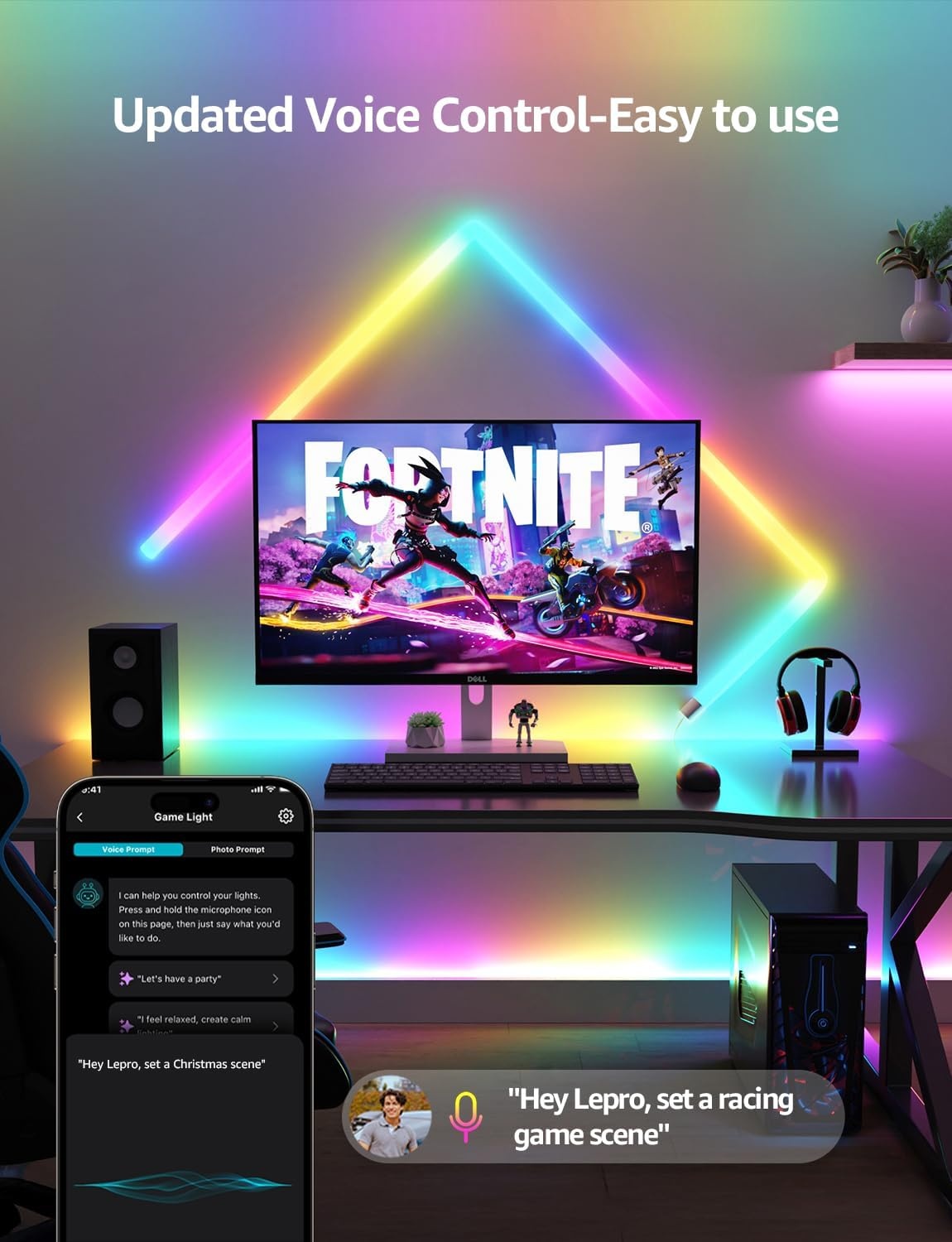 image:imageLepro WL1 AI Smart RGB Wall Lights for Christmas Decorations LLM AI Generated Lighting with LightBeats Music Sync Voice Control Via App WiFi amp Bluetooth LED Light Bars 6 Pcs with 2 Corners84