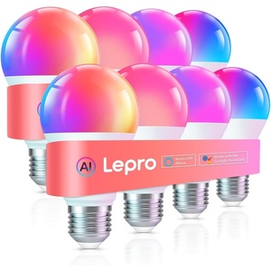 Lepro B1 AI Smart Light Bulbs – WiFi & Bluetooth RGBWW Color Changing LED Bulb Works with Alexa & Google Assistant, Personalized Al Lighting Designer, AI Voice Control, Music Sync, 2.4GHz Only, 8 Pack(Rgbww)