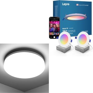 Lepro Bundle – R2 AI Smart LED Canless Light 6 Inch with Mood Recognition Music Sync, Group Control, 12W,1050 Lumen + 8.7 inch Flush Mount LED Ceiling Light for Bathroom, Waterproof