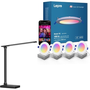Lepro Bundle – R2 AI Smart LED Recessed Lighting 6 Inch with Mood Recognition Music Sync, Group Control, 12W, 1050 Lumen