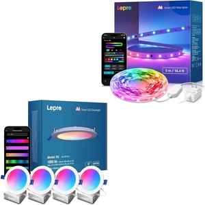 Lepro Bundle-R2 AI Generated Lighting-Smart LED Canless Light 6 Inch with Mood Recognition+S1 AI Smart LED Strip Lights – 16.4ft MagicColor Light Strips with IC Insert