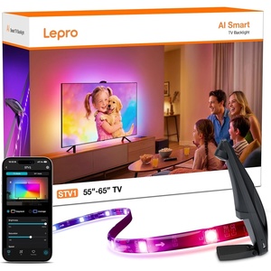 Lepro STV1 TV Backlight with Ultra-Wide Camera, 11.8FT True-to-Screen Color Sync LED Lights for 55-65 Inch TVs, Smart App and Voice Control, LightIMS Instant Sync & AI Lighting for Family Movie Nights(11.8FT for 55”-65” TV)