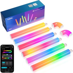 Lepro WL1 AI Smart RGB Wall Lights for Christmas Decorations, LLM AI Generated Lighting with LightBeats Music Sync, Voice Control Via App, Wi-Fi & Bluetooth LED Light Bars, 6 Pcs with 2 Corners(6+2)