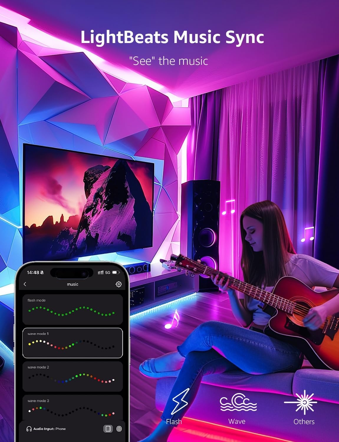 image:imageLepro BundleR2 AI Smart LED Canless Light 6 Inch with Mood Recognition S1 AI Smart LED Strip Lights 164ft MagicColor Light Strips with IC Insert