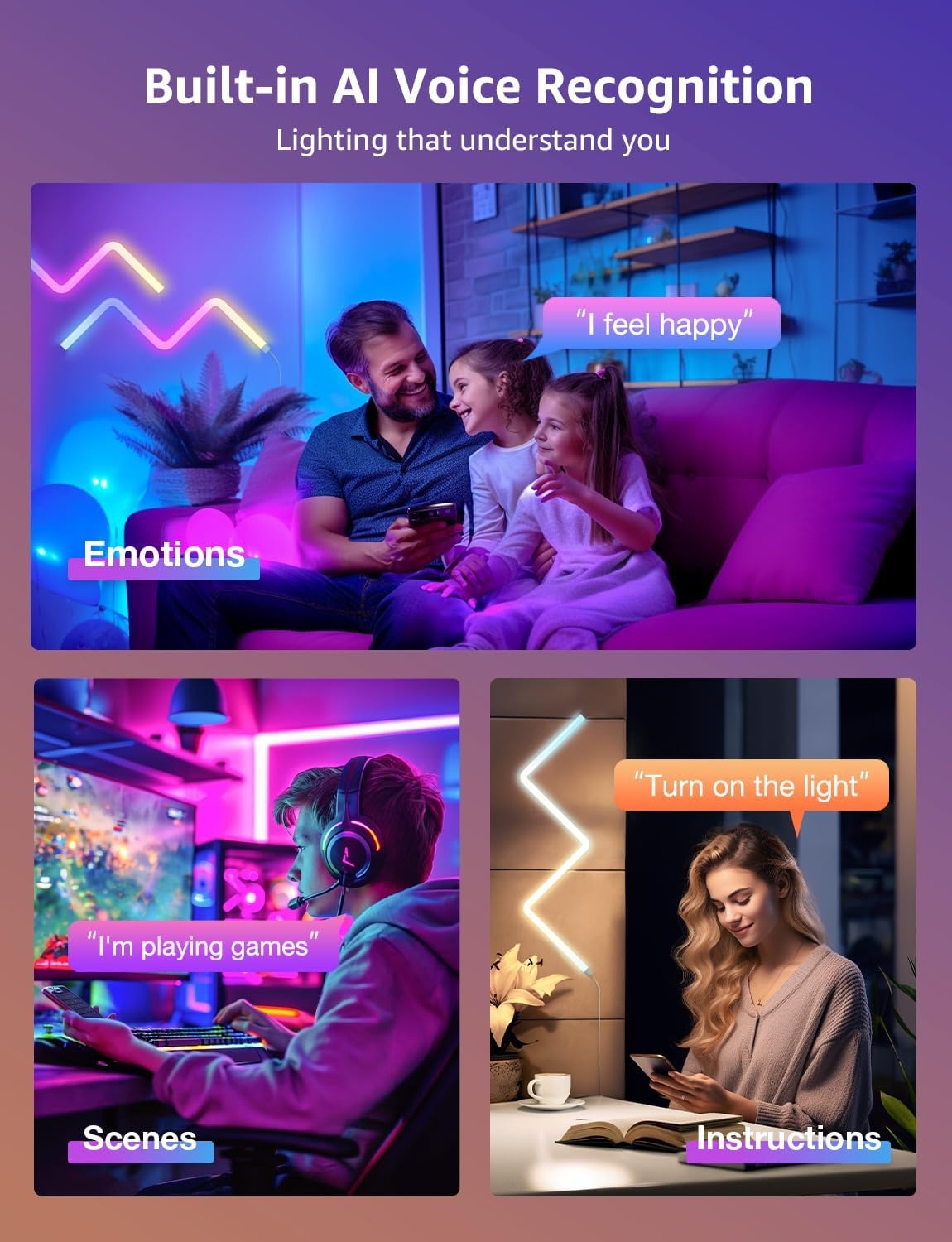 image:imageLepro BundleR2 AI Smart LED Canless Light 6 Inch with Mood RecognitionWL1 AI Smart RGB Wall Lights with IC Insert LightBeats Music Sync AI Facial Recognition