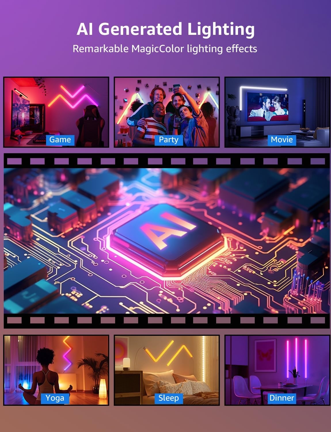 image:imageLepro BundleR2 AI Smart LED Canless Light 6 Inch with Mood RecognitionWL1 AI Smart RGB Wall Lights with IC Insert LightBeats Music Sync AI Facial Recognition