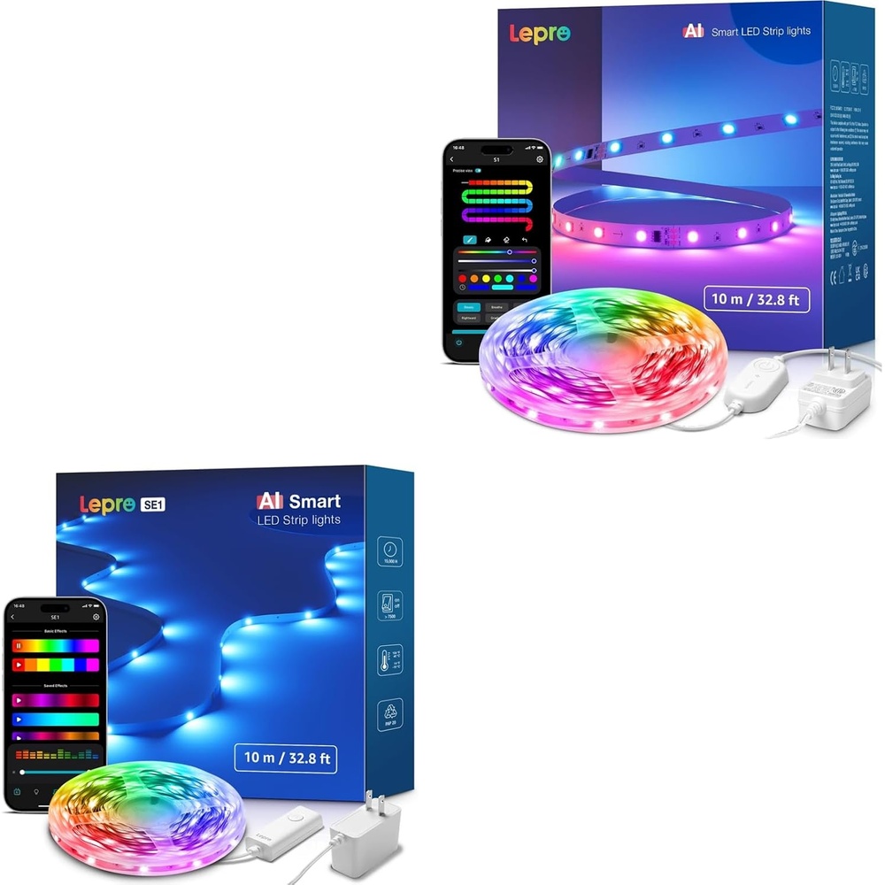 image:imageLepro Bundle 2 ItemsS1 328ft AI LED Strip Lights for Christmas Decorations amp SE1 328ft AI Smart LED RGB Strip Lights