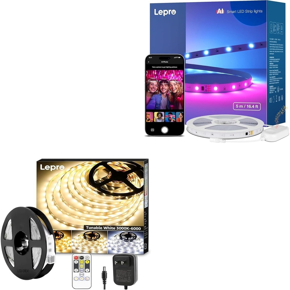 image:imageLepro Bundle LED Strip Light 3000K6000K Tunable White 164ft Dimmable Bright LED Tape Lights amp S1 AI Smart LED Strip Lights 164ft MagicColor Light Strips with IC Insert