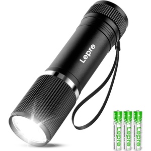Lepro LED Mini Flashlight High Lumens, Waterproof, Energy Saving, Portable for Outdoor, Emergency, AAA Batteries Included, Camping Accessories