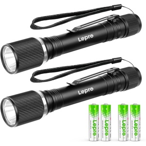 Lepro LED Mini Flashlight High Lumens with Clip, Waterproof, Energy Saving, Portable for Outdoor, Emergency, AA Batteries Included, Tactical & Camping Accessories(2)