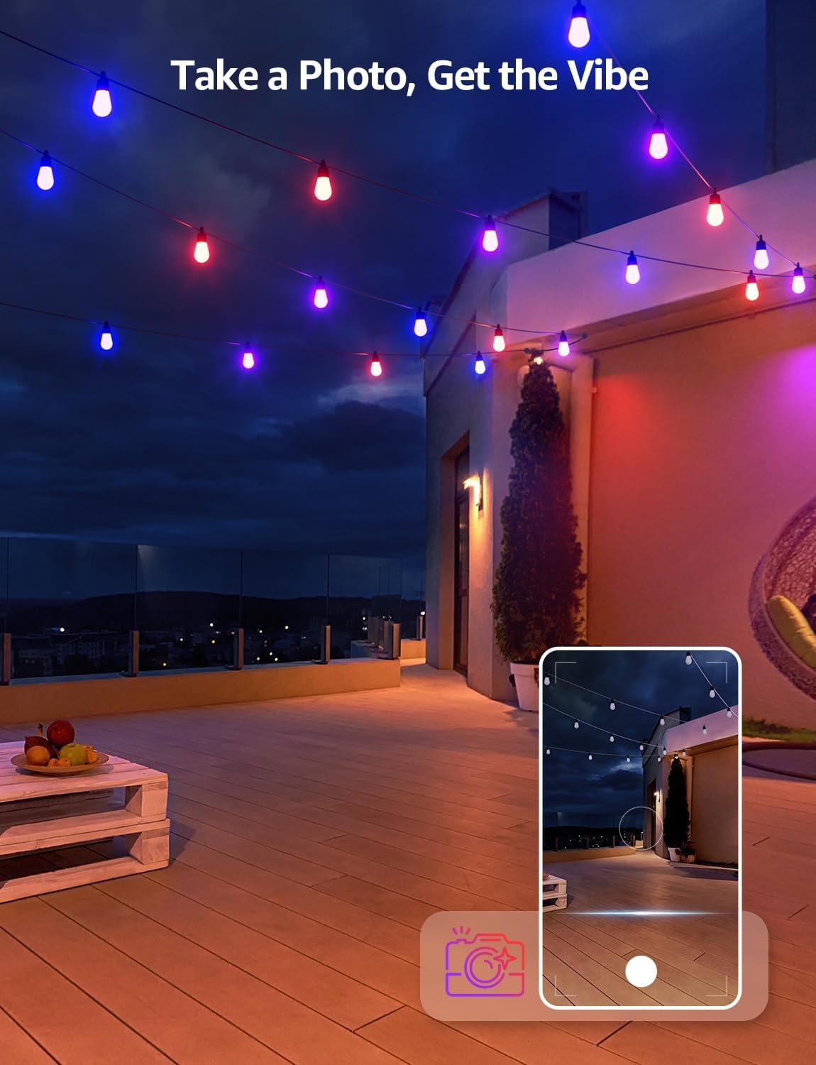 image:imageLepro ZB1 AI Smart Outdoor String Lights 544212 ft RGBICWarm White Outside Light with 15 Plastic LED Bulbs Music Sync Alexa Google Enable 24 GHz WiFiBluetooth APP Control No Remote100 FT