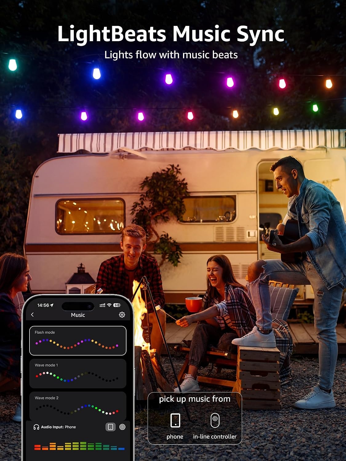 image:imageLepro ZB1 AI Smart Outdoor String Lights 544212 ft RGBICWarm White Outside Light with 15 Plastic LED Bulbs Music Sync Alexa Google Enable 24 GHz WiFiBluetooth APP Control No Remote100 FT