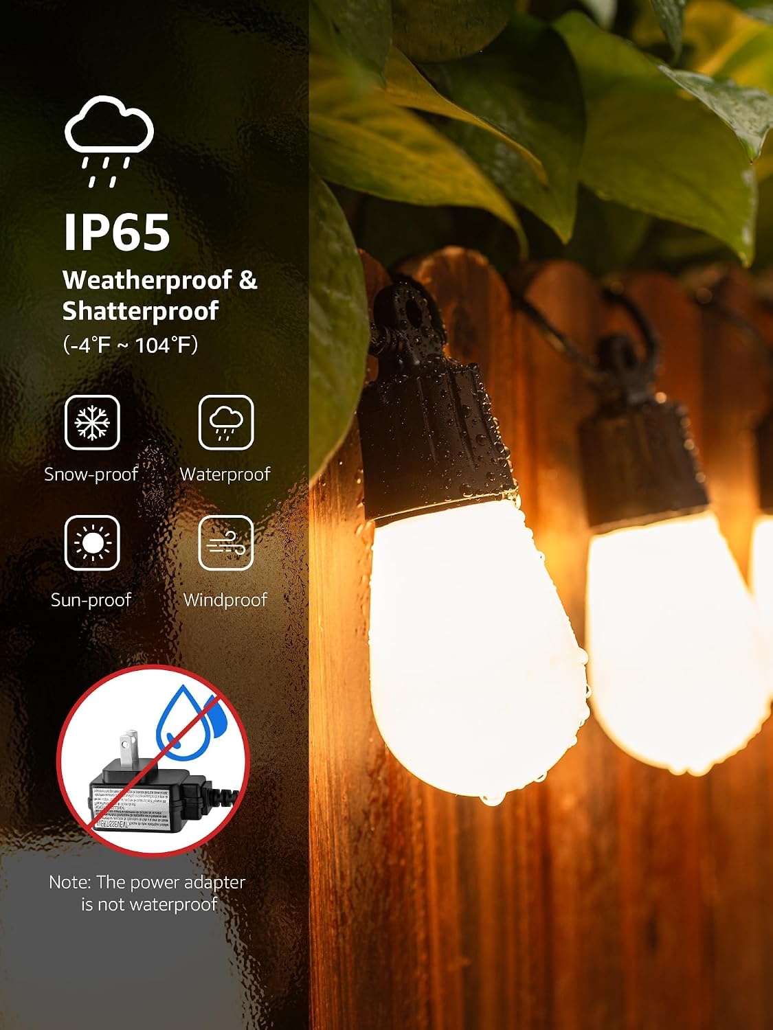 image:imageLepro ZB1 AI Smart Outdoor String Lights 544212 ft RGBICWarm White Outside Light with 15 Plastic LED Bulbs Music Sync Alexa Google Enable 24 GHz WiFiBluetooth APP Control No Remote100 FT