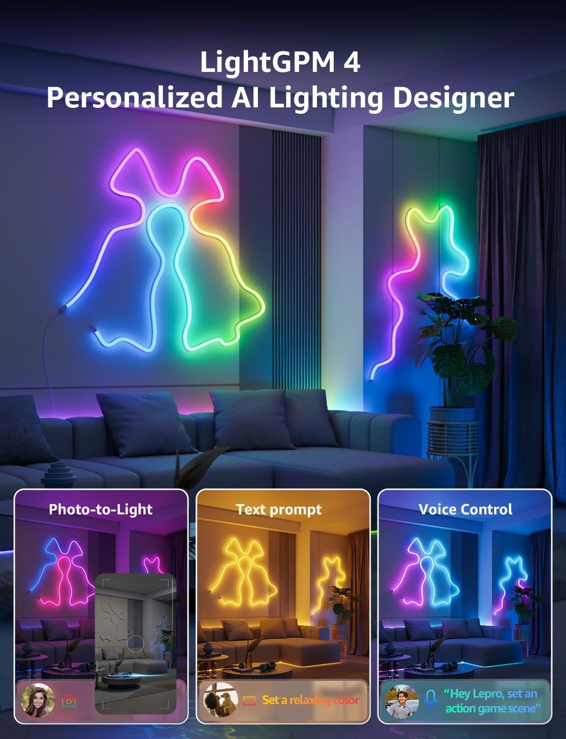 image:imageLepro Bundle 2 Items 984ft N1 AI Smart RGB Rope Lights amp S2 328ft AI Smart LED Strip Light