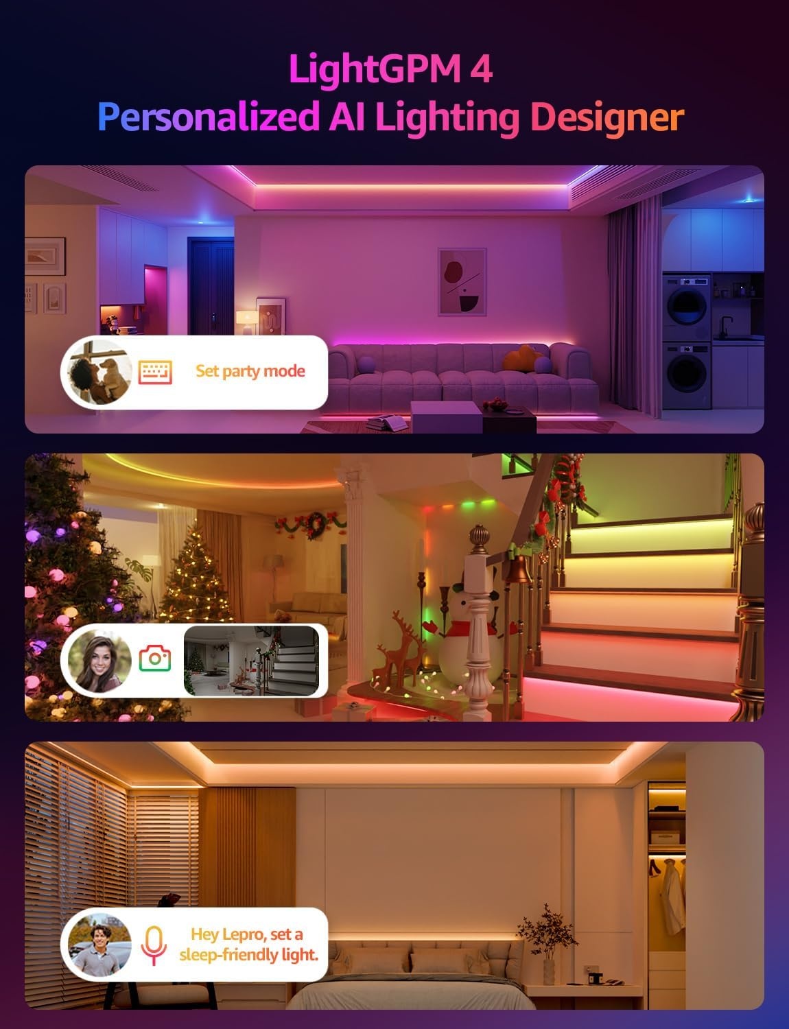 image:imageLepro Bundle 2 Items 984ft N1 AI Smart RGB Rope Lights amp S2 328ft AI Smart LED Strip Light