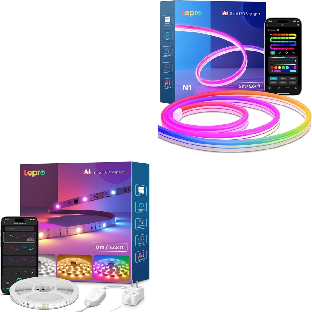 image:imageLepro Bundle  2 Items  984ft N1 AI Smart RGB Rope Lights amp S2 328ft AI Smart LED Strip Light