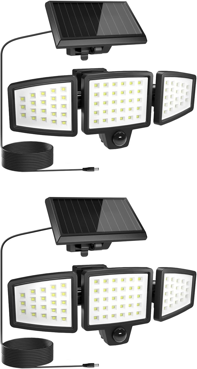 image:imageLepro Bundle 2Pack Solar Flood Light 3 Adjustable Heads with Separeted Solar Panel amp AI Smart Outdoor String Lights