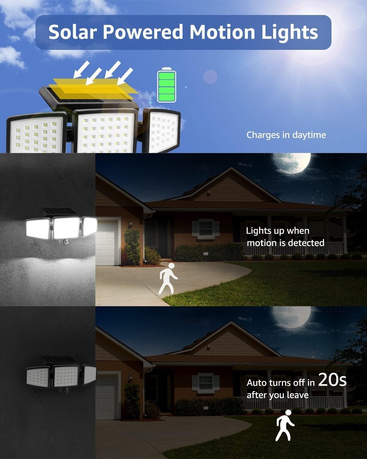 image:imageLepro Bundle Solar Flood Light 3 Adjustable Heads amp AI Smart Outdoor String Lights