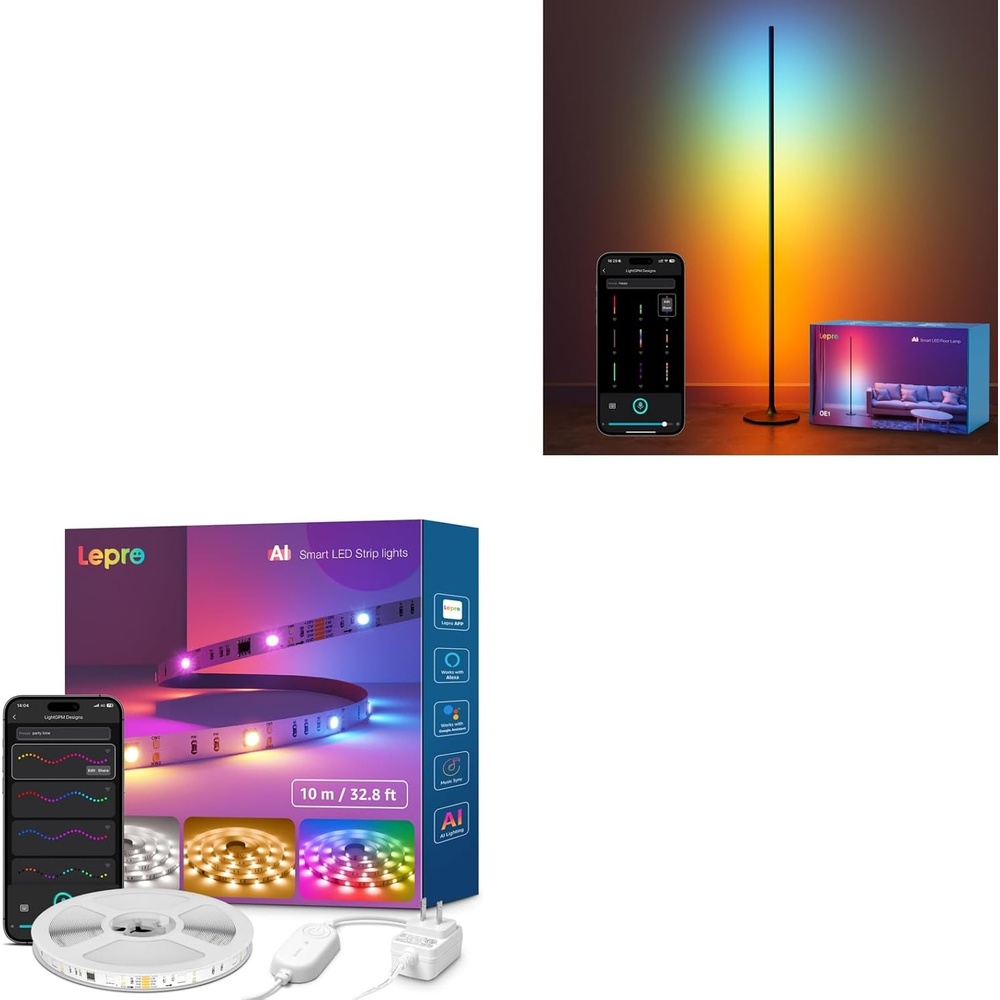 image:imageLepro Bundle  2 Items  OE1 AI Smart Floor Lamp amp S2 328ft AI Smart LED Strip Lights
