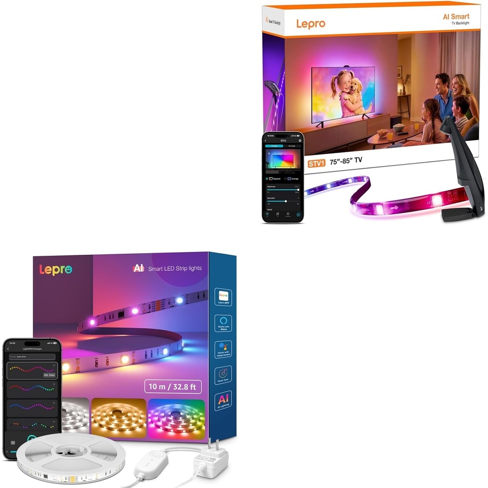 image:imageLepro Bundle  2 Items S2 328ft AI LED Strip Lights for Bedroom amp STV1 164FT TV Backlight with UltraWide Camera for Family Movie Nights