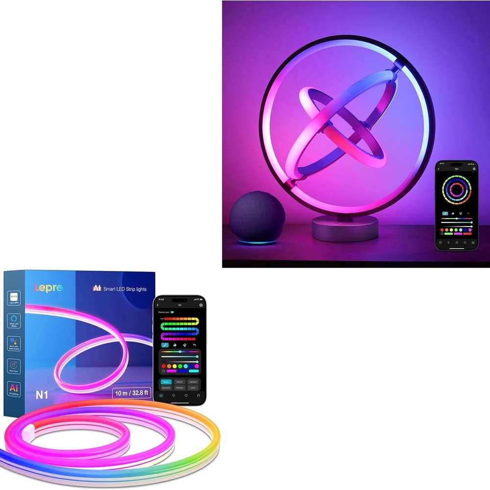 image:imageLepro Bundle 328 ft AI Smart Neon Rope Lights amp AI Smart Table Lamp TB1