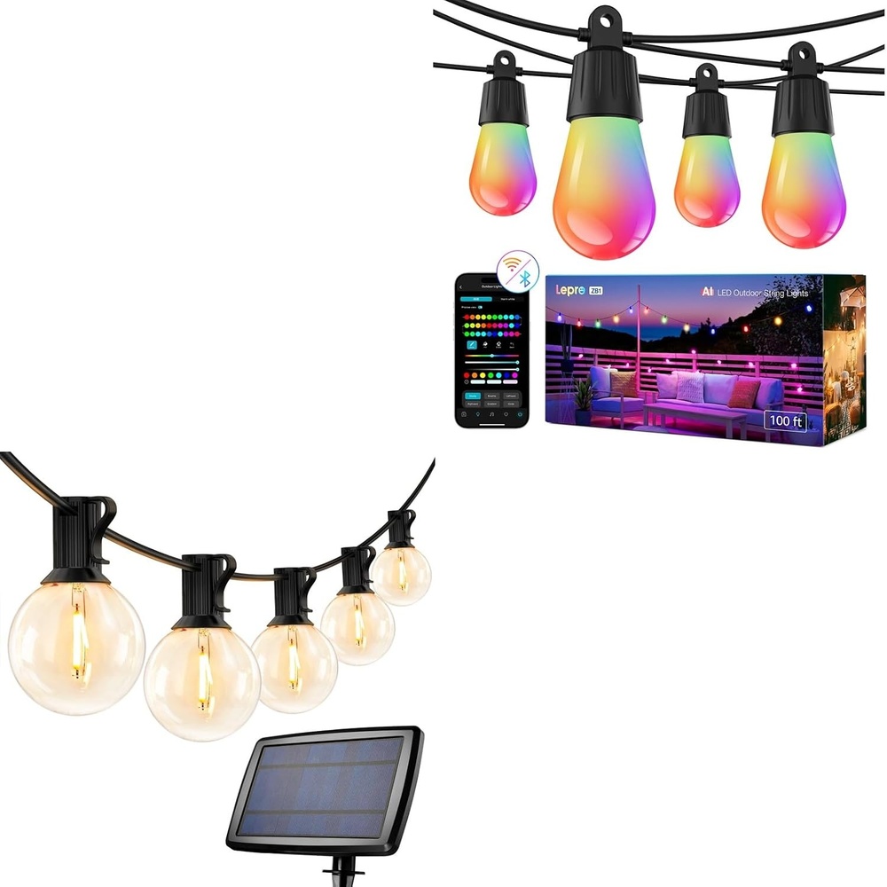 image:imageLepro Bundle  Solar Globe G40 Outdoor String Lights amp AI Smart Outdoor String Lights
