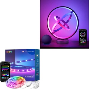 Lepro Bundle – 100 ft AI Smart Strip Lights & AI Smart Table Lamp TB1