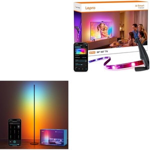 Lepro Bundle – 2 Items : OE1 AI Smart Floor Lamp & STV1 11.8FT TV Backlight with Ultra-Wide Camera for Family Movie Nights