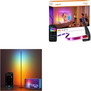 Lepro Bundle – 2 Items : OE1 AI Smart Floor Lamp & STV1 16.4FT TV Backlight with Ultra-Wide Camera for Family Movie