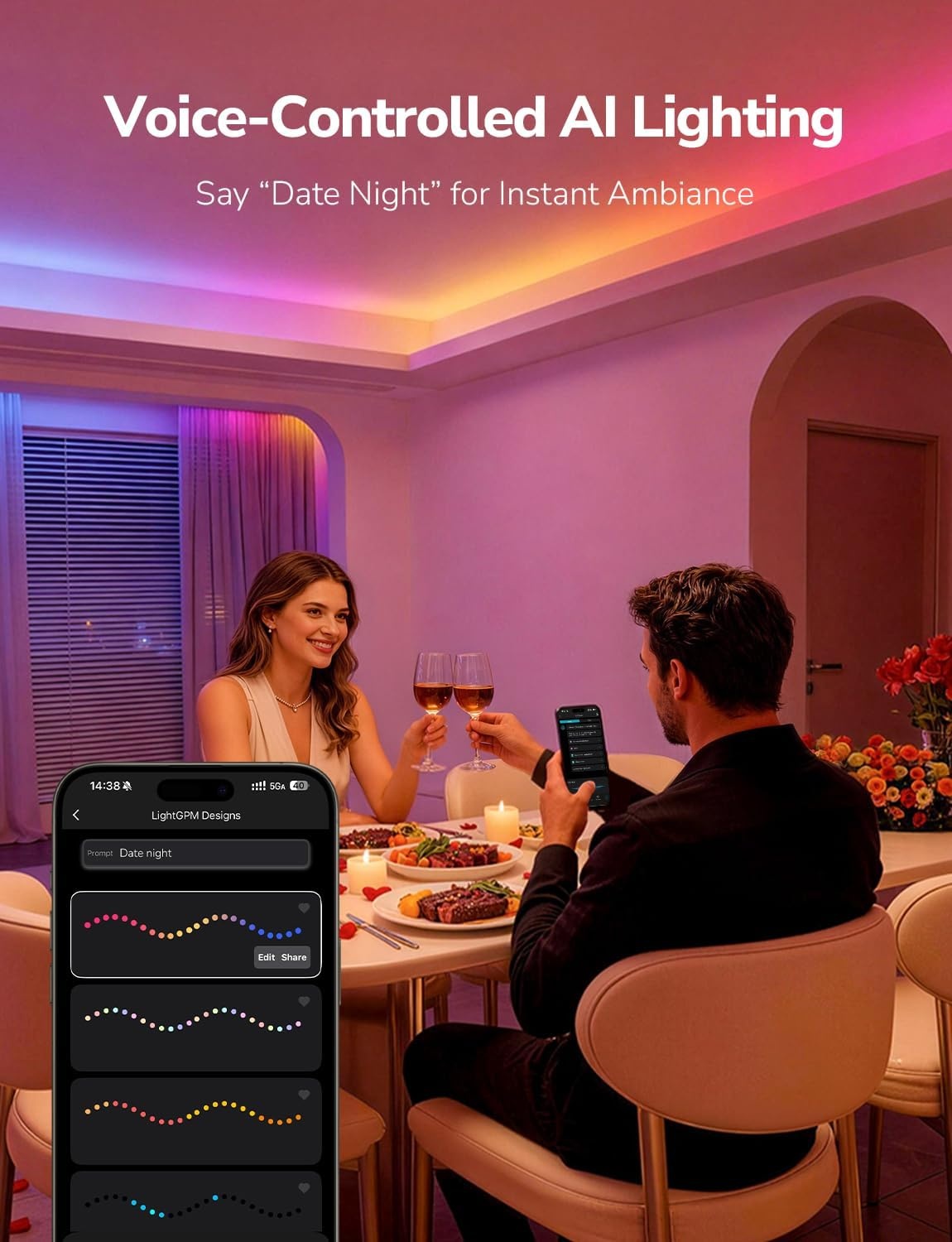image:imageLepro Bundle 2 Items S1 164ft AI LED Strip Lights for Bedroom amp STV1 118FT TV Backlight with UltraWide Camera for Family Movie Nights