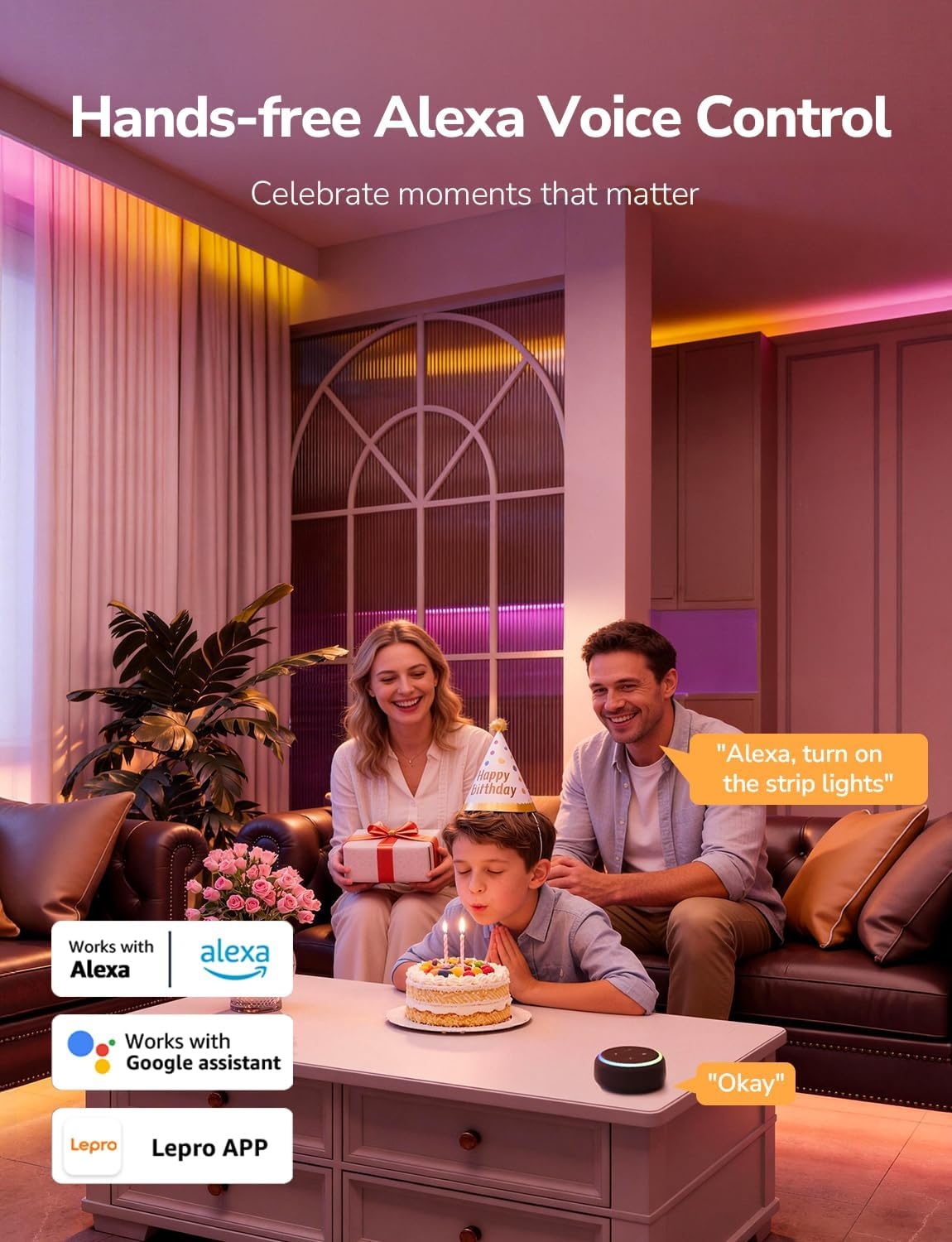 image:imageLepro Bundle 2 Items S1 164ft AI LED Strip Lights for Bedroom amp STV1 118FT TV Backlight with UltraWide Camera for Family Movie Nights